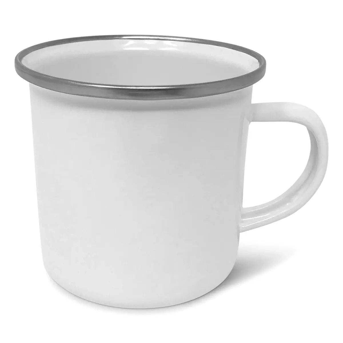 Enamel Cup with Stainless Silver Rim 12oz
